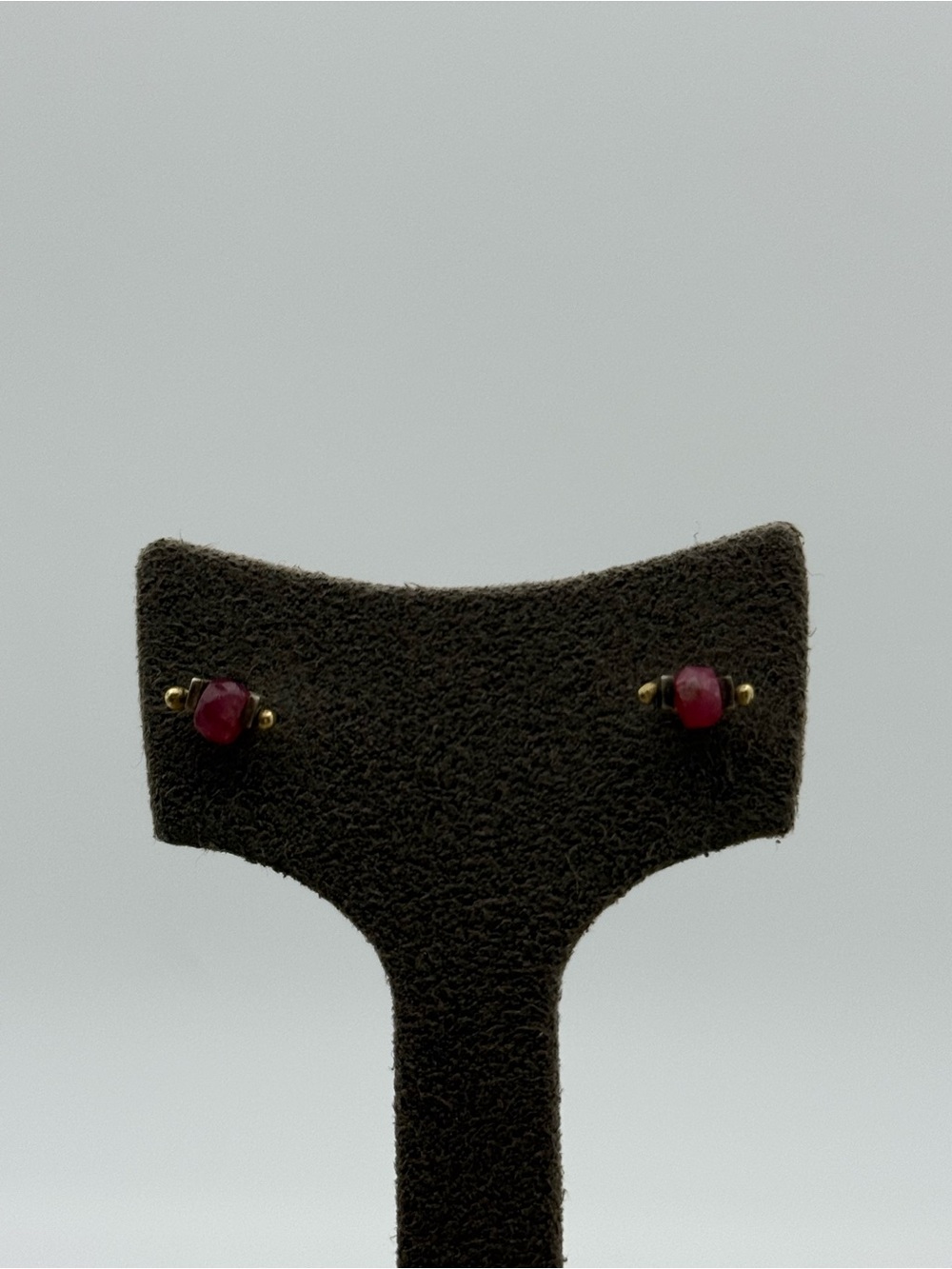 Vintage Dainty Ruby Red Sterling silver Stone Stud Earrings - Women Jewelry
